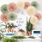 Sage Green Tissue Pom Poms Paper Flower(B-Dirty Pink,Green,Beige.)